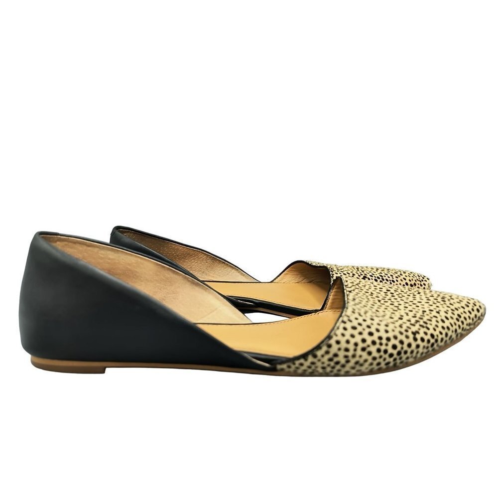 J. Crew Zoe Calf Hair Leather D’Orsay‎ Flats in Black/Tan, Size 9